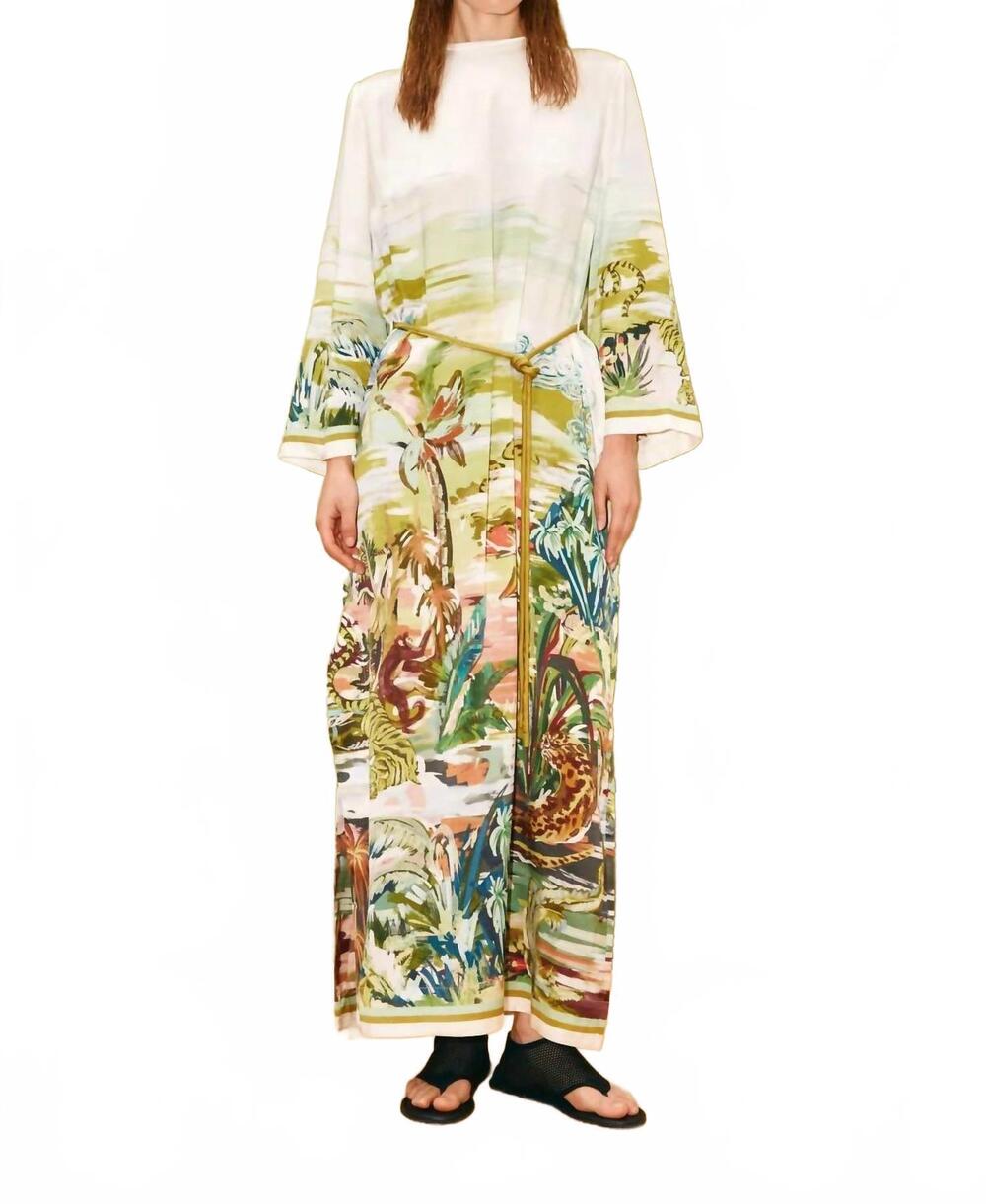 NEW ALEMAIS jungle boogie silk midi dress in multi